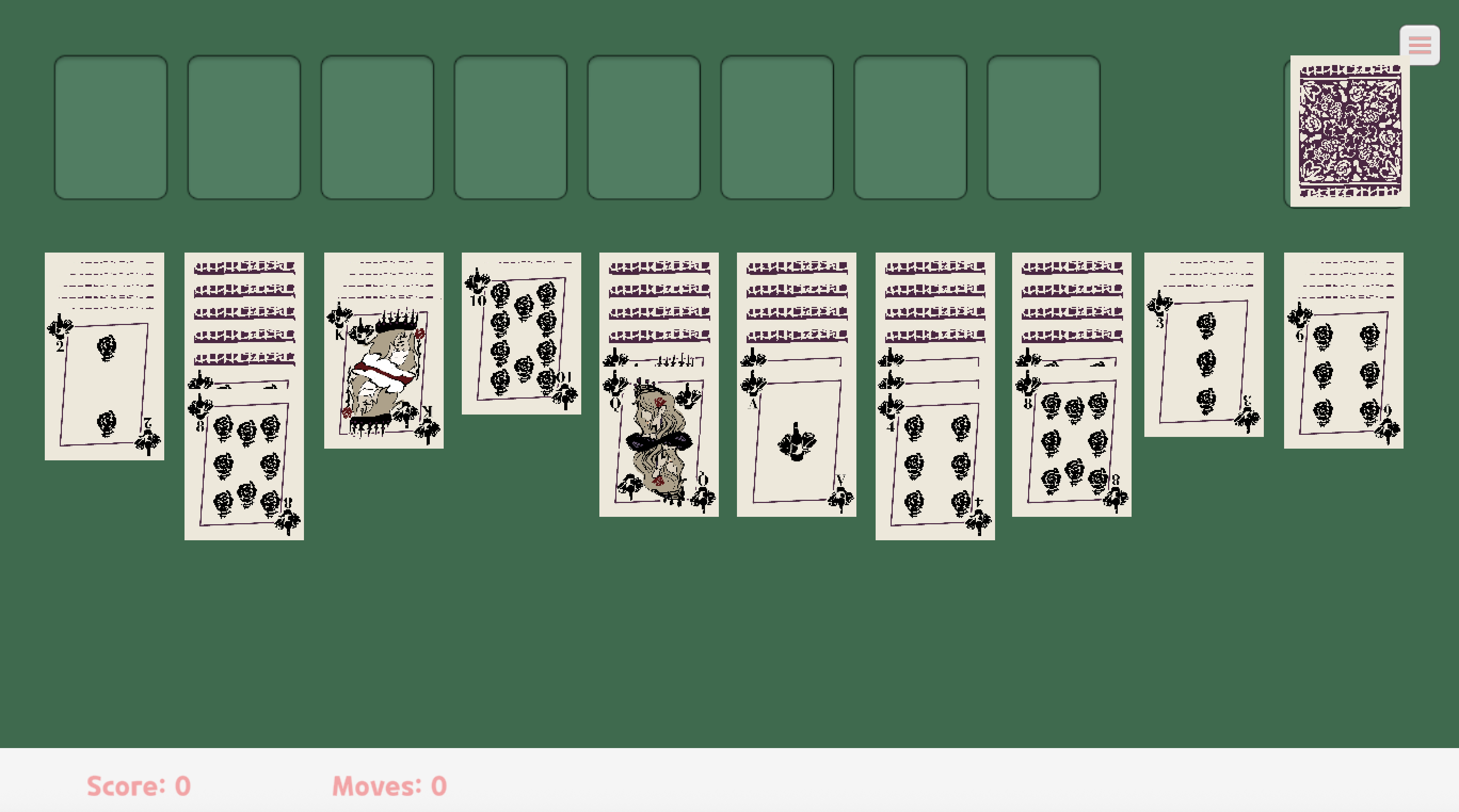 Spider solitaire with ten tableau columns