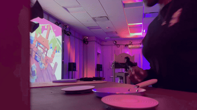 Players frantically running between stations