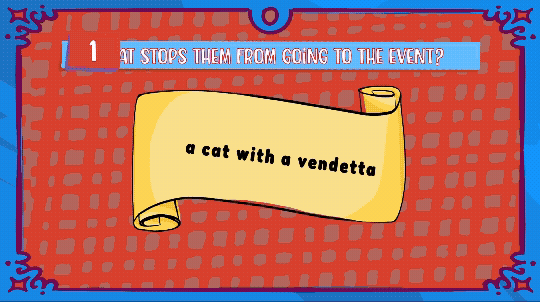 The game transitions from showing a chosen answer to the scores.
