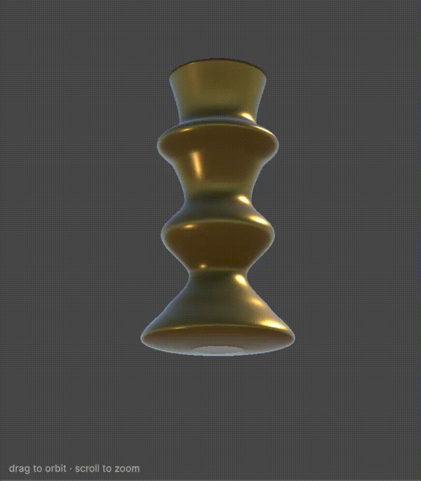 Live 3D preview with orbit and zoom